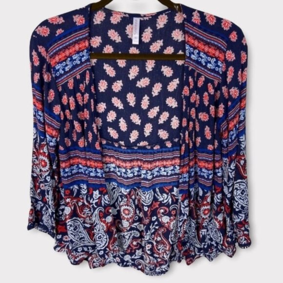 Bohemian Floral Printed Kimono Size XS Open Front Target Xhilaration Kaftan Boho - Picture 2 of 9